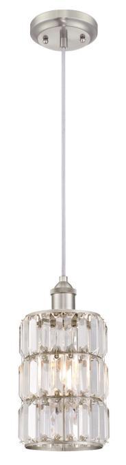  6338900 - Mini Pendant Brushed Nickel Finish Crystal Prism Glass