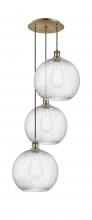  113B-3P-AB-G1214-12 - Athens Twisted Swirl - 3 Light - 18 inch - Antique Brass - Cord hung - Multi Pendant