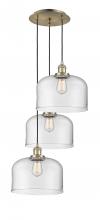  113F-3P-AB-G72-L - Cone - 3 Light - 18 inch - Antique Brass - Cord hung - Multi Pendant