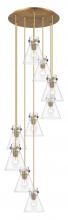  119-410-1PS-BB-G411-8CL - Newton Cone - 9 Light - 22 inch - Brushed Brass - Multi Pendant