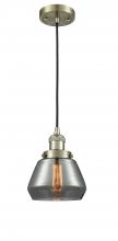  201C-AB-G173-LED - Fulton - 1 Light - 7 inch - Antique Brass - Cord hung - Mini Pendant