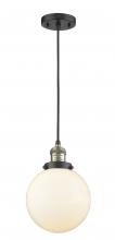  201C-BAB-G201-8-LED - Beacon - 1 Light - 8 inch - Black Antique Brass - Cord hung - Mini Pendant