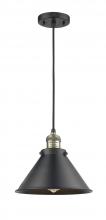  201C-BAB-M10-BK-LED - Briarcliff - 1 Light - 10 inch - Black Antique Brass - Cord hung - Mini Pendant