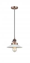  201CSW-AC-G1-LED - Halophane - 1 Light - 9 inch - Antique Copper - Cord hung - Mini Pendant