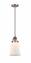  201CSW-AC-G181-LED - Canton - 1 Light - 6 inch - Antique Copper - Cord hung - Mini Pendant