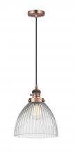  201CSW-AC-G222-LED - Seneca Falls - 1 Light - 10 inch - Antique Copper - Cord hung - Mini Pendant