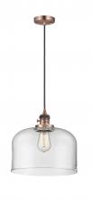  201CSW-AC-G72-L - Bell - 1 Light - 12 inch - Antique Copper - Cord hung - Mini Pendant