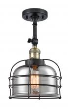  201F-BAB-G73-CE-LED - Bell Cage - 1 Light - 9 inch - Black Antique Brass - Semi-Flush Mount