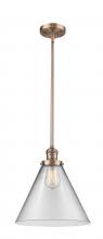  201S-AC-G42-L - Cone - 1 Light - 12 inch - Antique Copper - Stem Hung - Mini Pendant