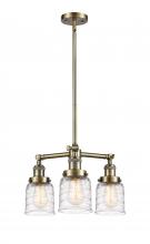  207-AB-G513-LED - Bell - 3 Light - 19 inch - Antique Brass - Stem Hung - Chandelier