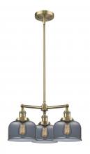  207-AB-G73-LED - Bell - 3 Light - 22 inch - Antique Brass - Stem Hung - Chandelier