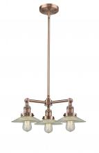  207-AC-G2-LED - Halophane - 3 Light - 22 inch - Antique Copper - Stem Hung - Chandelier