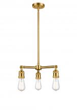 Innovations Lighting 207-SG - Bare Bulb - 3 Light - 15 inch - Satin Gold - Stem Hung - Chandelier