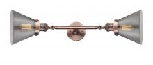  208L-AC-G43-LED - Cone - 2 Light - 8 inch - Antique Copper - Bath Vanity Light