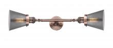  208L-AC-G63-LED - Cone - 2 Light - 6 inch - Antique Copper - Bath Vanity Light