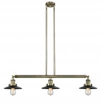  213-AB-M6-LED - Railroad - 3 Light - 41 inch - Antique Brass - Stem Hung - Island Light