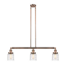  213-AC-G513-LED - Bell - 3 Light - 38 inch - Antique Copper - Stem Hung - Island Light