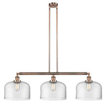  213-AC-G72-L - Bell - 3 Light - 42 inch - Antique Copper - Stem Hung - Island Light