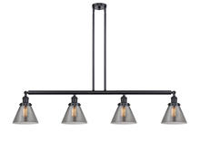  214-BK-G43-LED - Cone - 4 Light - 52 inch - Matte Black - Stem Hung - Island Light