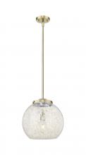  221-1S-AB-G1216-14WM - White Mouchette - 1 Light - 14 inch - Antique Brass - Stem Hung - Pendant