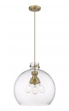  410-3PL-BB-G410-18CL - Newton Sphere - 3 Light - 18 inch - Brushed Brass - Cord hung - Pendant