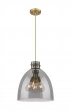  410-3PL-BB-G412-16SM - Newton Bell - 3 Light - 16 inch - Brushed Brass - Cord hung - Pendant