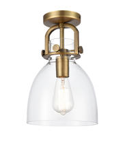  412-1F-BB-8CL-LED - Newton Bell - 1 Light - 8 inch - Brushed Brass - Flush Mount