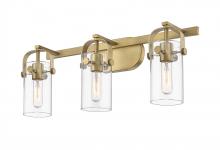  423-3W-BB-4CL - Pilaster - 3 Light - 24 inch - Brushed Brass - Bath Vanity Light