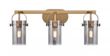  423-3W-BB-G423-7SM - Pilaster II Cylinder - 3 Light - 25 inch - Brushed Brass - Bath Vanity Light