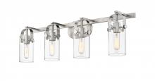  423-4W-SN-4CL - Pilaster - 4 Light - 35 inch - Brushed Satin Nickel - Bath Vanity Light