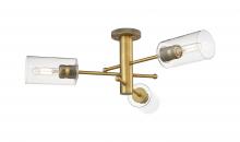  434-3F-BB-G434-7CL - Crown Point - 3 Light - 34 inch - Brushed Brass - Flush Mount