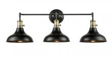  443SW-3W-BAB-M15BK - Metro - 3 Light - 37 inch - Black Antique Brass - Bath Vanity Light