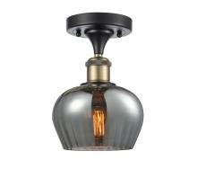  516-1C-BAB-G93-LED - Fenton - 1 Light - 7 inch - Black Antique Brass - Semi-Flush Mount