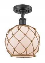 Innovations Lighting 516-1C-BK-G121-8RB-LED - Farmhouse Rope - 1 Light - 8 inch - Matte Black - Semi-Flush Mount