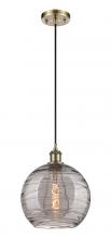  516-1P-AB-G1213-10SM - Athens Deco Swirl - 1 Light - 10 inch - Antique Brass - Cord hung - Mini Pendant