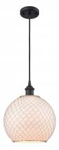  516-1P-BK-G121-10CSN - Farmhouse Chicken Wire - 1 Light - 10 inch - Matte Black - Cord hung - Mini Pendant