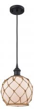 Innovations Lighting 516-1P-BK-G121-8RB-LED - Farmhouse Rope - 1 Light - 8 inch - Matte Black - Cord hung - Mini Pendant