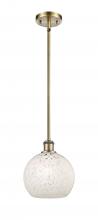  516-1S-AB-G1216-8WM - White Mouchette - 1 Light - 8 inch - Antique Brass - Mini Pendant