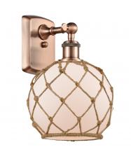  516-1W-AC-G121-8RB-LED - Farmhouse Rope - 1 Light - 8 inch - Antique Copper - Sconce