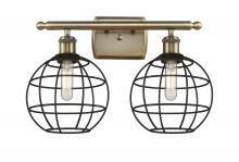  516-2W-AB-CE-8-BK - Lake Placid - 2 Light - 18 inch - Antique Brass - Bath Vanity Light