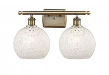  516-2W-AB-G1216-6WM - White Mouchette - 2 Light - 16 inch - Antique Brass - Bath Vanity Light