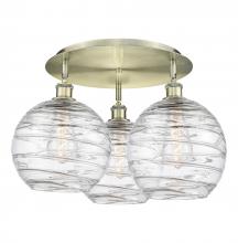  516-3C-AB-G1213-10 - Athens Deco Swirl - 3 Light - 22 inch - Antique Brass - Flush Mount