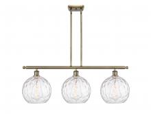  516-3I-AB-G1215-10-LED - Athens Water Glass - 3 Light - 37 inch - Antique Brass - Cord hung - Island Light