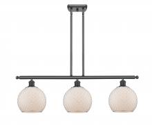  516-3I-BK-G121-8CSN-LED - Farmhouse Chicken Wire - 3 Light - 36 inch - Matte Black - Cord hung - Island Light