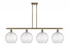  516-4I-AB-G1215-10-LED - Athens Water Glass - 4 Light - 48 inch - Antique Brass - Cord hung - Island Light