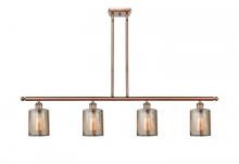  516-4I-AC-G116-LED - Cobbleskill - 4 Light - 48 inch - Antique Copper - Cord hung - Island Light