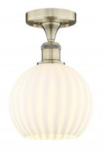  616-1F-AB-G1217-8WV - White Venetian - 1 Light - 8 inch - Antique Brass - Semi-Flush Mount