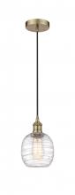  616-1P-AB-G1013-LED - Belfast - 1 Light - 6 inch - Antique Brass - Cord hung - Mini Pendant