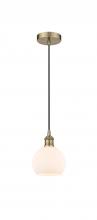  616-1P-AB-G121-6-LED - Athens - 1 Light - 6 inch - Antique Brass - Cord hung - Mini Pendant