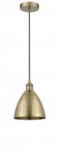  616-1P-AB-MBD-75-AB-LED - Bristol - 1 Light - 8 inch - Antique Brass - Cord hung - Mini Pendant